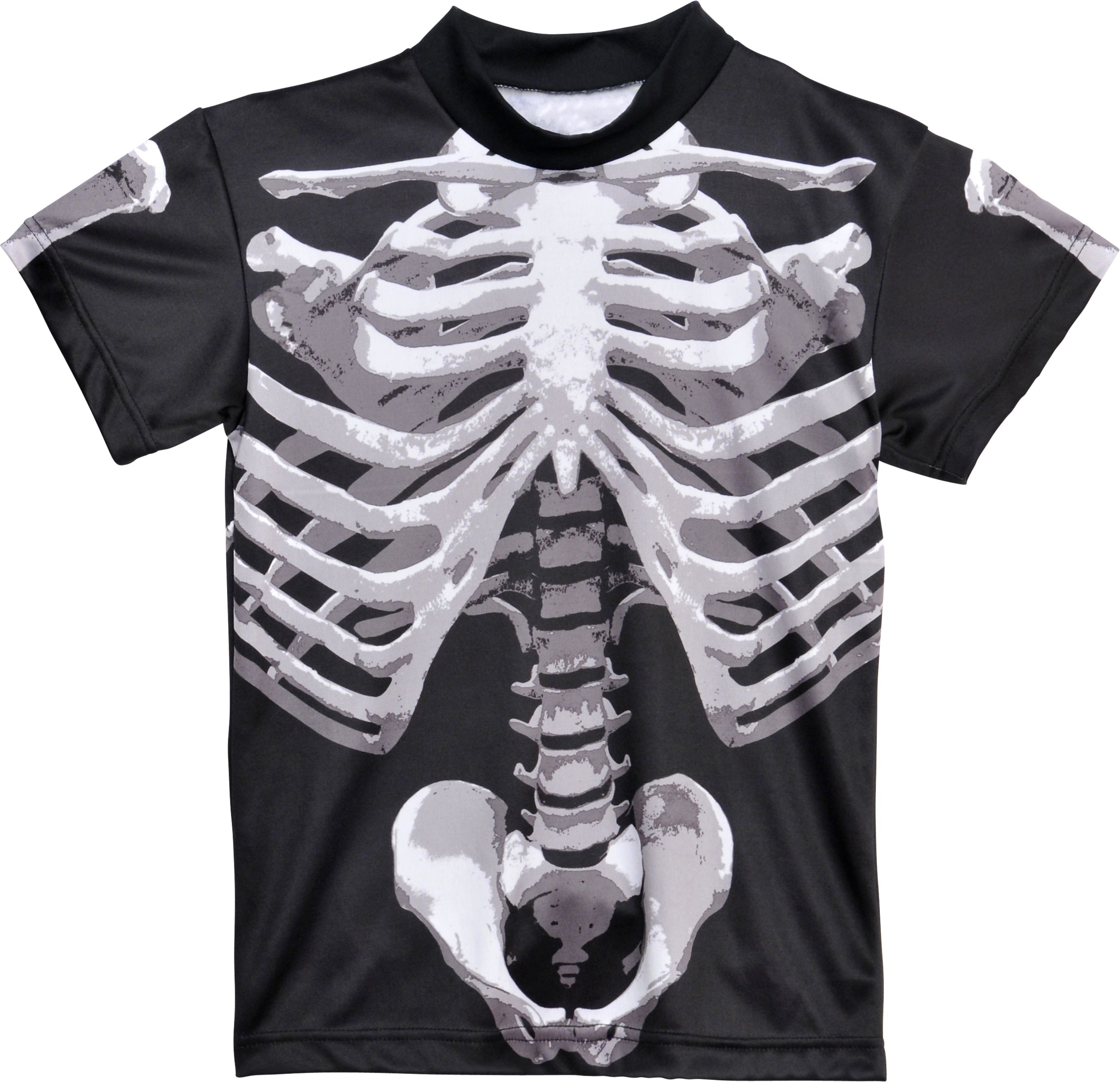 T-shirt à motif de côtes squelettes pour enfants, noir/blanc, taille universelle, accessoire de costume portable pour l'Halloween Front_Flat
