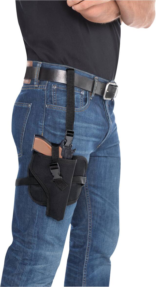 Leg Holster Deluxe, Black, Adult Front_Flat