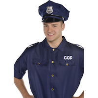 Chapeau de police de luxe, bleu marine, adultes, taille universelle Front_Angled_Left