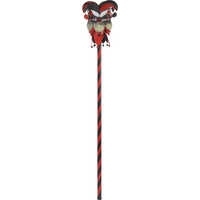 Twisted Court Jester Staff, Red/Black Striped, 40-in, Wearable Costume Prop for Halloween Front_Flat