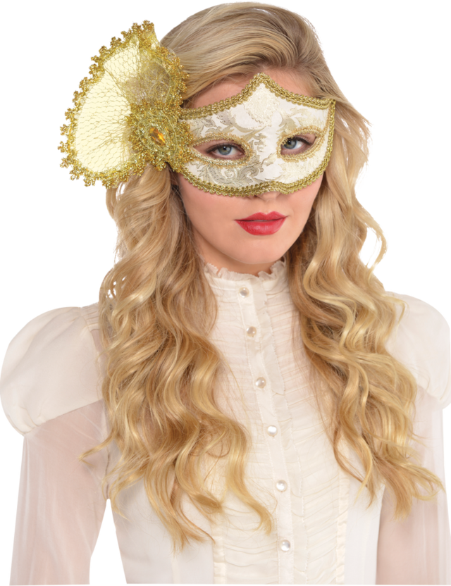 Brocade Parisian Masquerade Mask, Gold | Party City