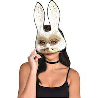 Masque de lapin scintillant à volutes, doré Front_Flat
