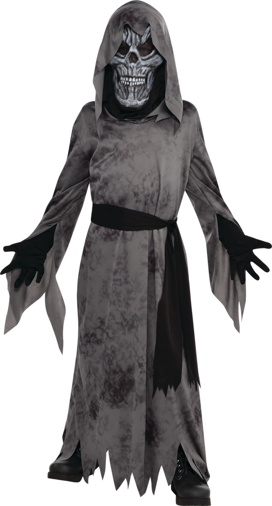 Kids' Ghastly Ghoul Grey Robe with Mask & Belt Halloween Costume ...