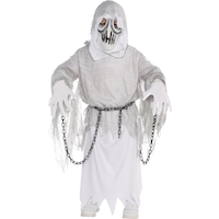 Kids' Creepy Spirit Ghost White Robe with Mask & Gloves Halloween Costume, Assorted Sizes Front_Flat