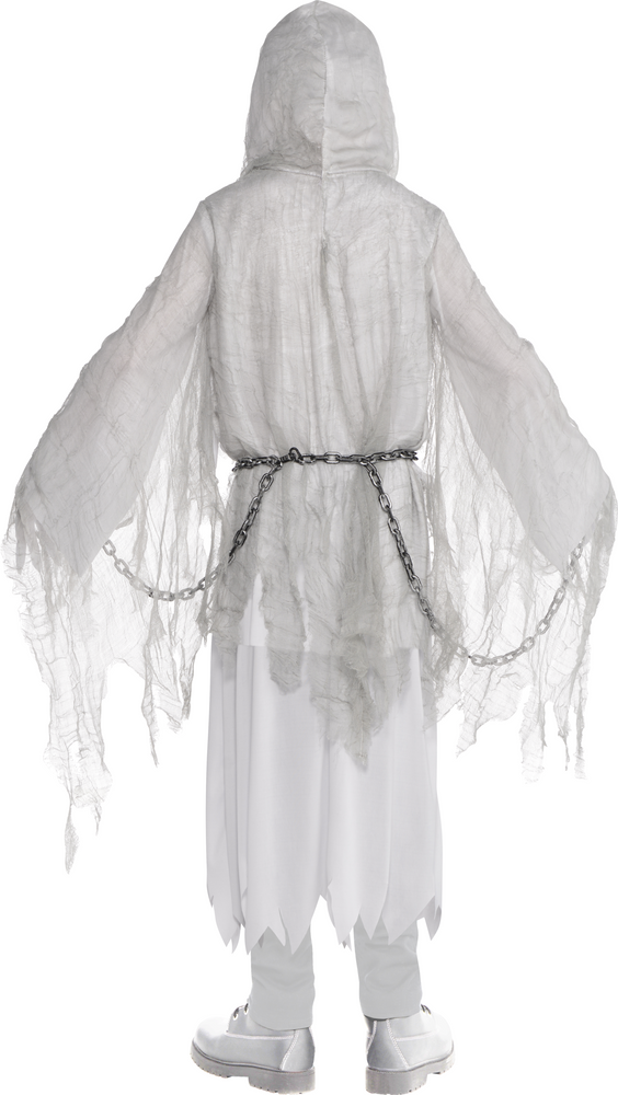 Costume de fantôme terrifiant, enfants, robe blanche avec masque et gants,  tailles variées