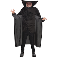 Kids' Bloody Headless Horseman Black Outfit with Vest & Cape Halloween Costume, Assorted Sizes Front_Flat