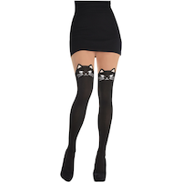 Cat Pantyhose, Black Front_Flat