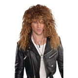 Rocker Curly Long Hair Wig, Brown, One Size, Wearable Costume Accessory for Halloween Front_Flat