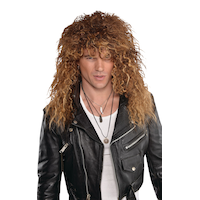 Rocker Curly Long Hair Wig, Brown, One Size, Wearable Costume Accessory for Halloween Front_Flat