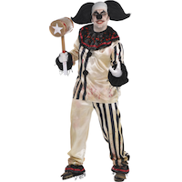 Men's American Horror Story Freak Show Bloody Clown Black/White/Red Outfit with Shirt & Pants Halloween Costume Front_Three_Fourths_Angled_Left