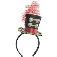 Serre-tête avec mini-chapeau de maître de manège de cirque macabre Front_Flat