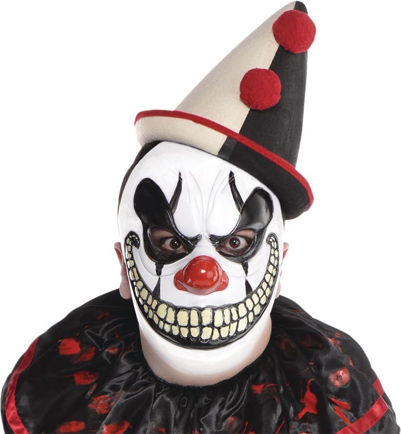 Clown Scary Smiling Mask, Red/White/Black, One Size, Wearable Costume Accessory for Halloween Front_Flat
