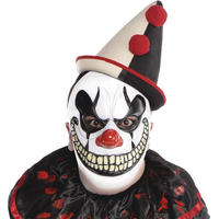 Clown Scary Smiling Mask, Red/White/Black, One Size, Wearable Costume Accessory for Halloween Front_Flat