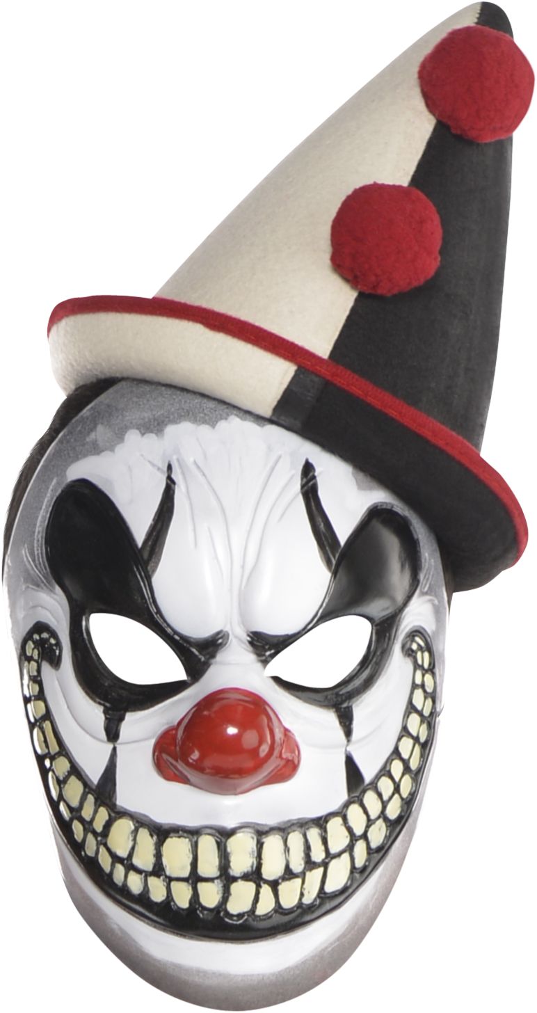 Clown Scary Smiling Mask, Red/White/Black, One Size, Wearable Costume Accessory for Halloween Front_Flat