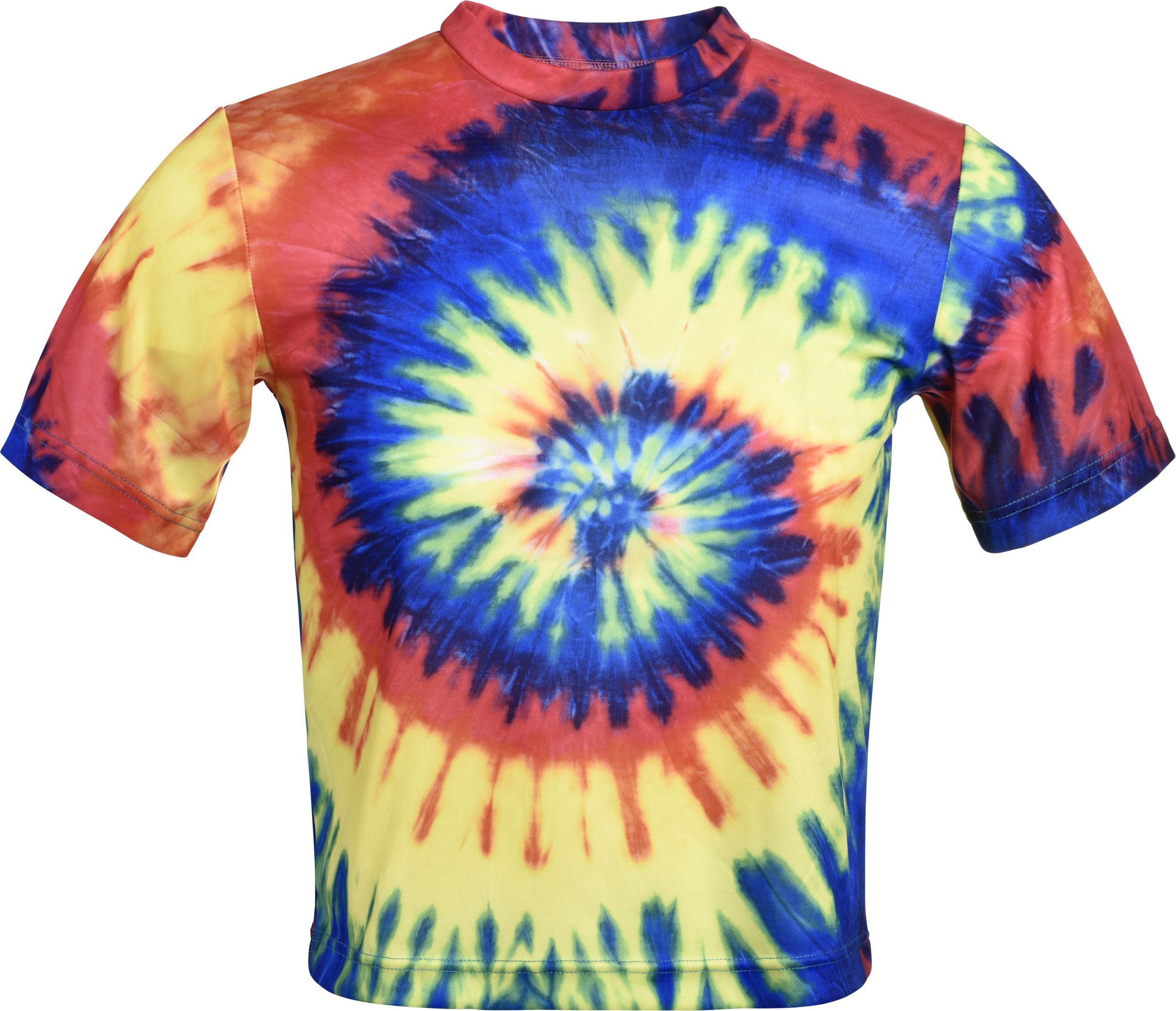 Kids' Hippie 1960s Tie-Dye Crewneck T-Shirt, Multi-Coloured, One Size, Wearable Costume Accessory for Halloween Front_Flat