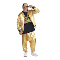 Adult Hip Hop Track Jacket, Gold, One Size, Wearable Costume Accessory for Halloween