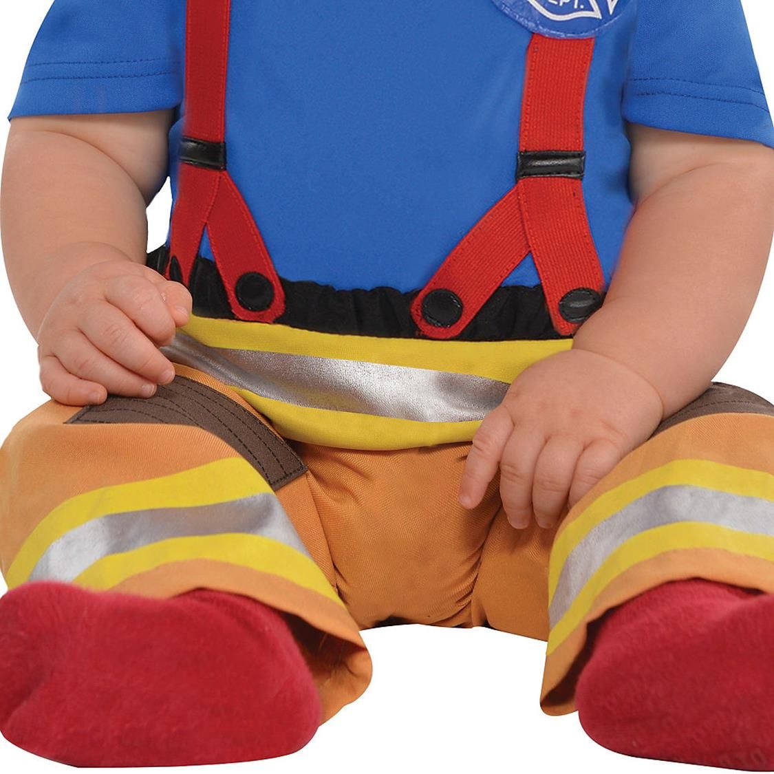 Toddler Firefighter Blue Brown Jumpsuit with Hat Halloween Costume Assorted Sizes Party City