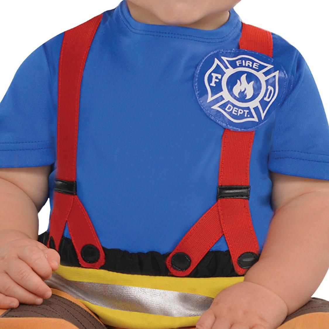 Toddler Firefighter  Blue/Brown Jumpsuit with Hat Halloween Costume, Assorted Sizes CloseUp