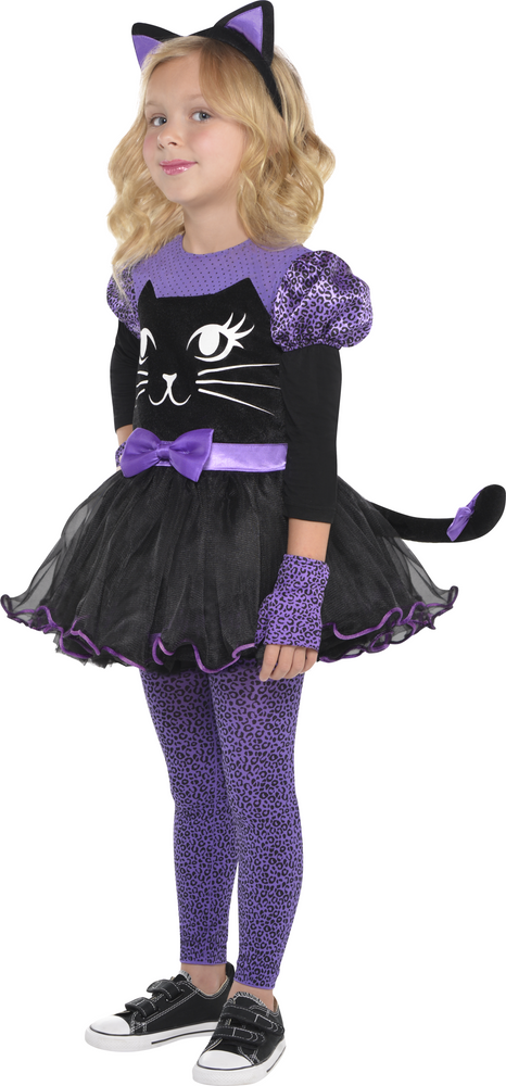 Robe Enfant Tutu Fille Chat Noir Et Violet - Déguisement enfant Halloween  Enfants Le Deguisement.com