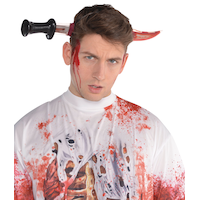 Bleeding Knife through Head Headband, Red/Black, One Size, Wearable Costume Accessory for Halloween Front_Flat