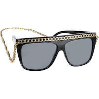 Hip Hop Sunglasses with Chain, Black/Gold, One Size, Wearable Costume Accessory for Halloween