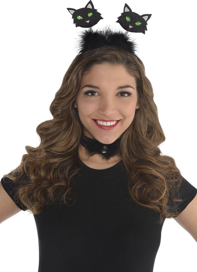Glitter Cat Furry Head Bopper Headband, Black, One Size, Wearable