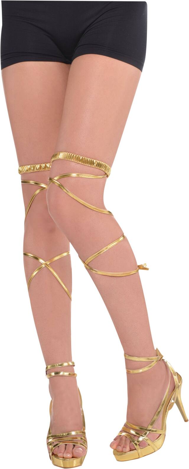Goddess Leg Wraps, Gold, One Size, Wearable Costume Accessory for Halloween Front_Flat