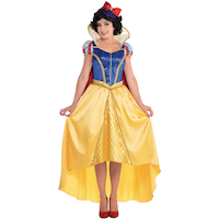Women's Disney Snow White Blue/Yellow Princess Dress with Hat & Bow Halloween Costume, Assorted Sizes Front_Flat