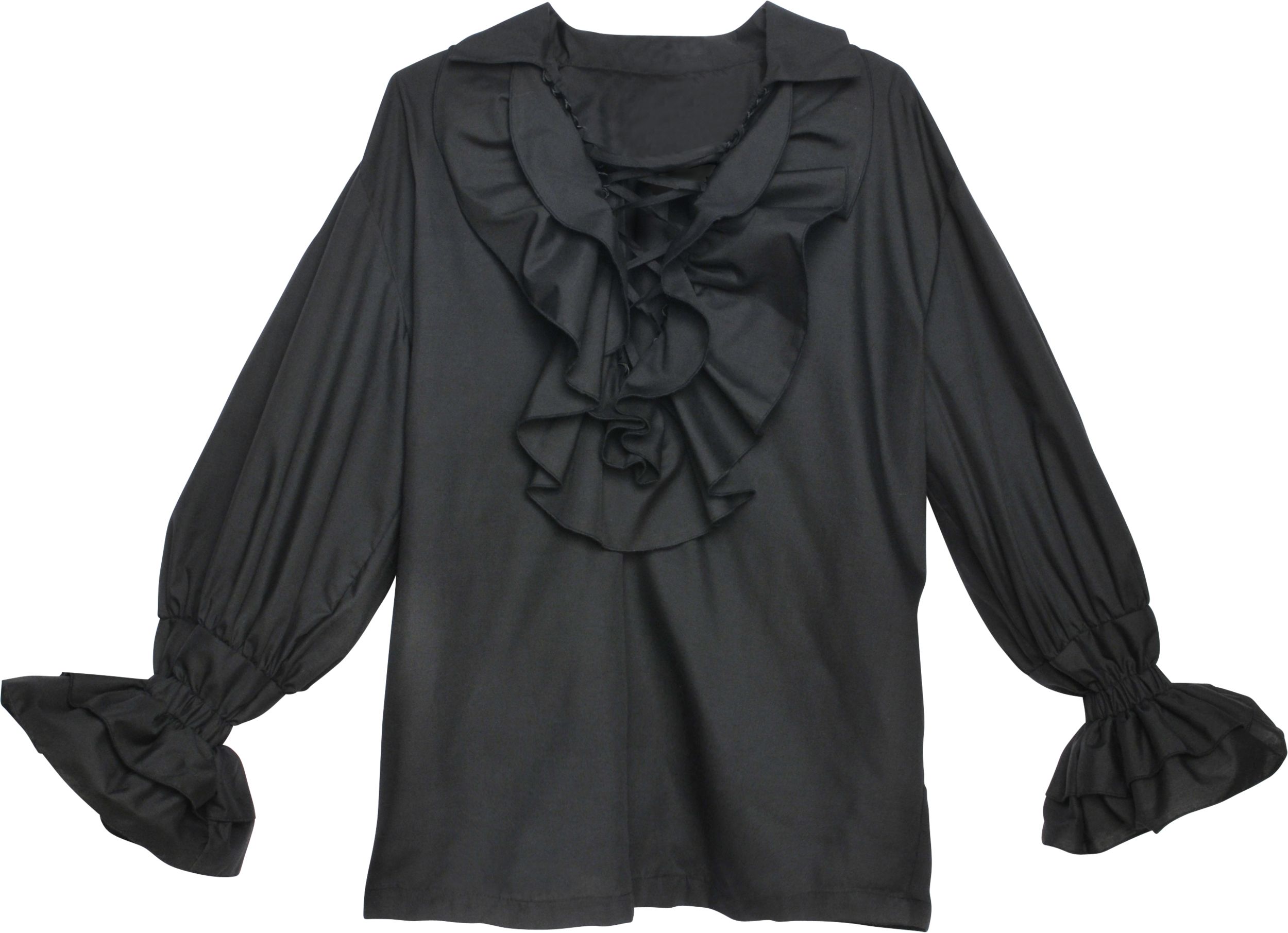 Deluxe Pirate Halloween Costume Shirt, Black, One Size Front_Flat