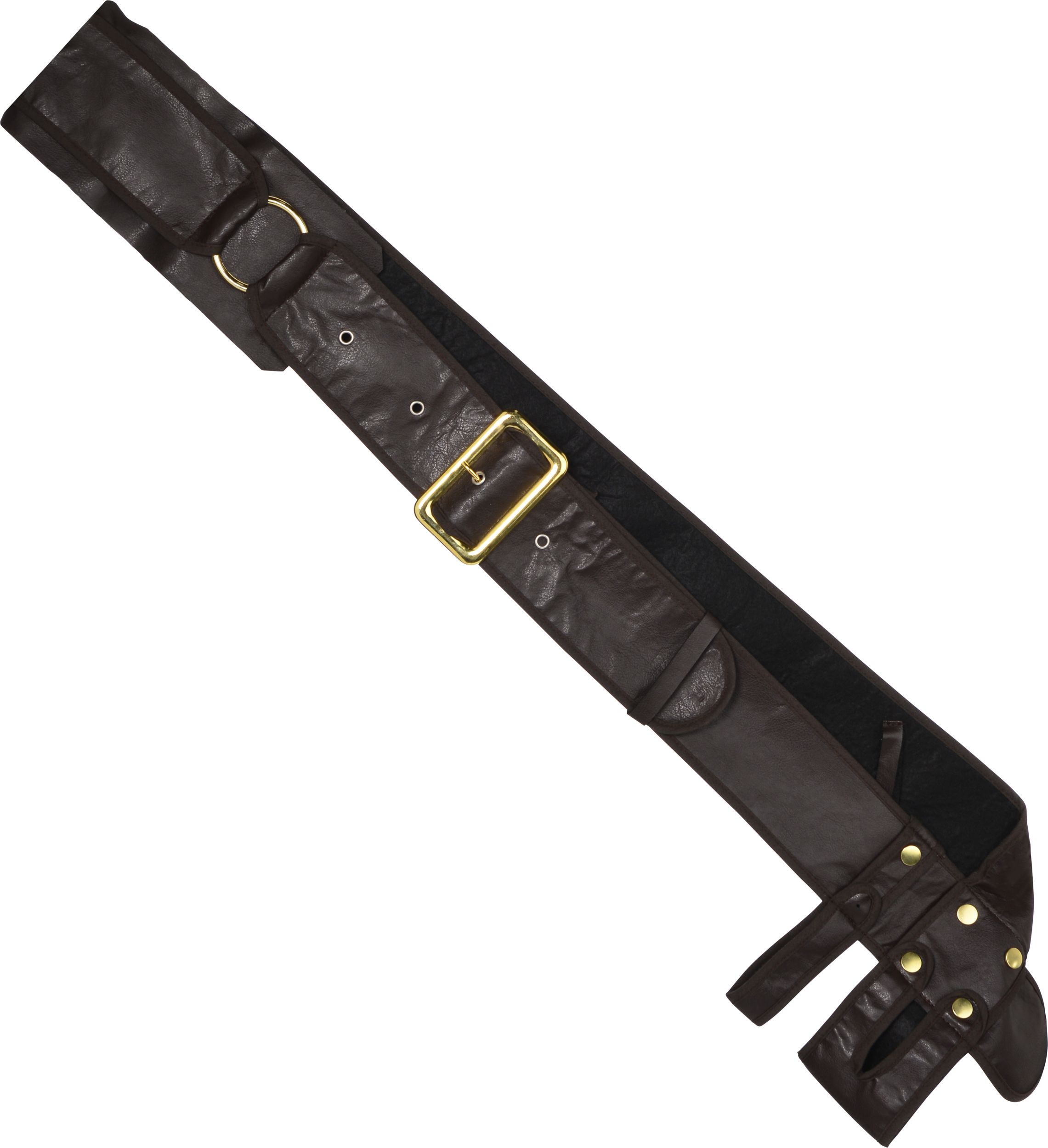 Pirate Bandolier Leather Belt, Brown, One Size, Wearable Costume Accessory for Halloween Front_Flat