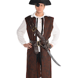 Pirate Bandolier Leather Belt, Brown, One Size, Wearable Costume Accessory for Halloween Front_Flat