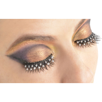 Self-Adhesive Rhinestone Fake False Eyelashes, Black/White, One Size, Wearable Costume Accessory for Halloween Front_Flat