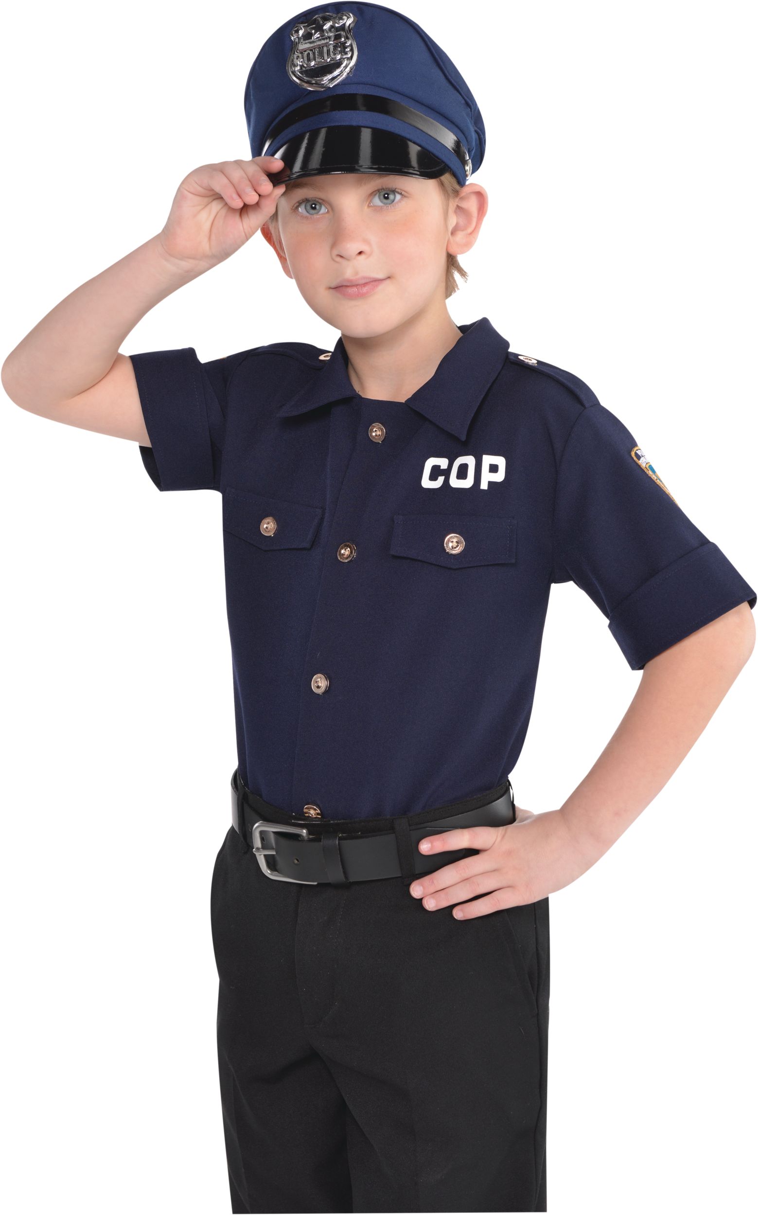 Kids' Cop Shirt, Blue, One Size Front_Angled_Left