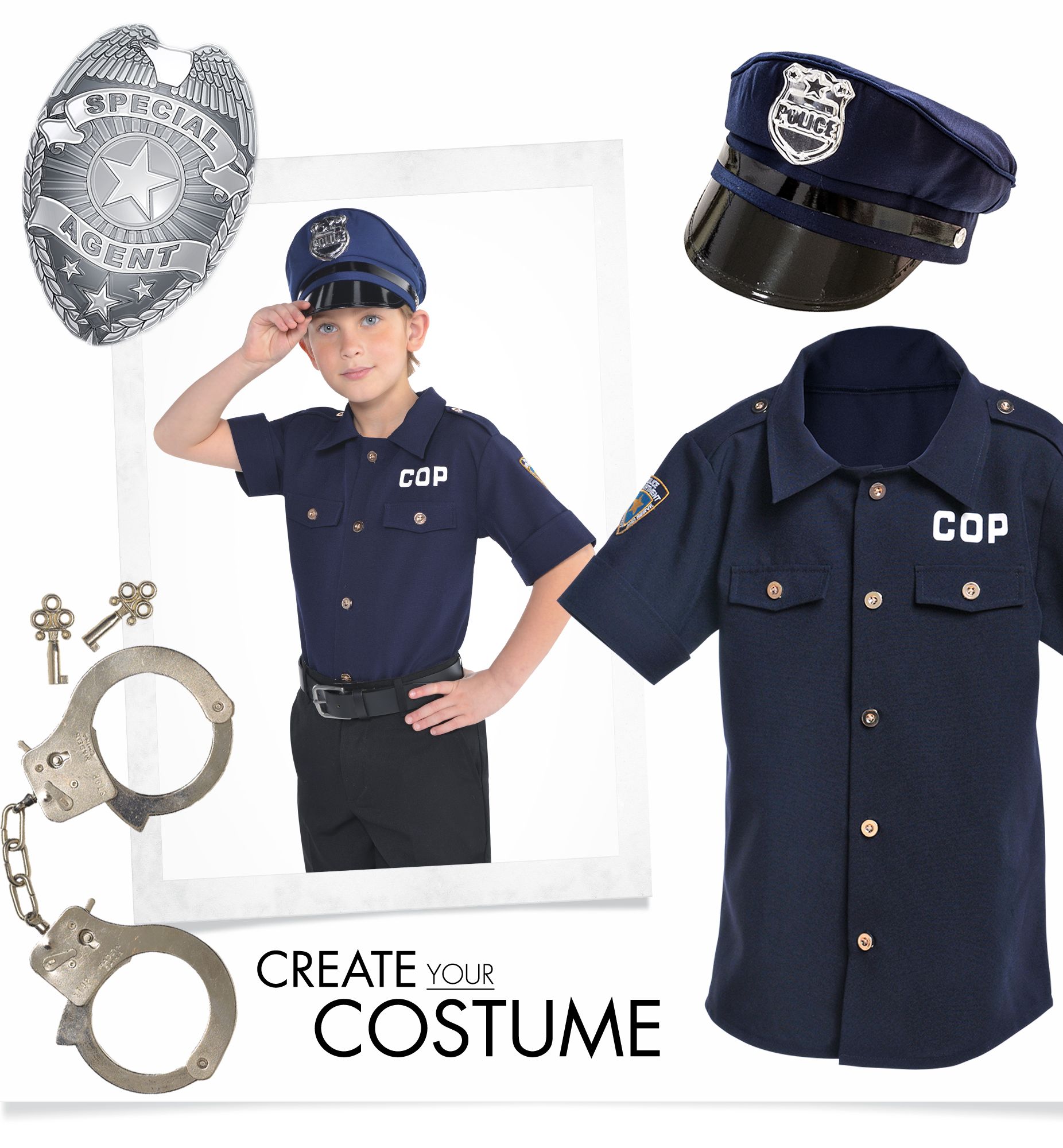 Kids' Cop Shirt, Blue, One Size Front_Flat