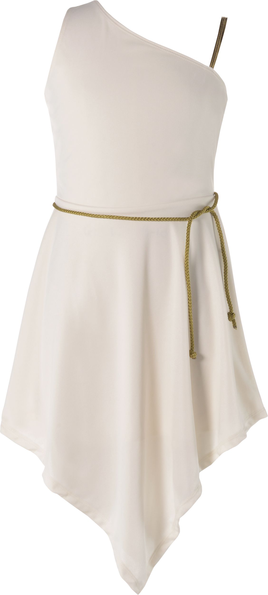 Kids' Greek Goddess Toga One Shoulder Dress, White, One Size, Wearable Costume  for Halloween Front_Flat