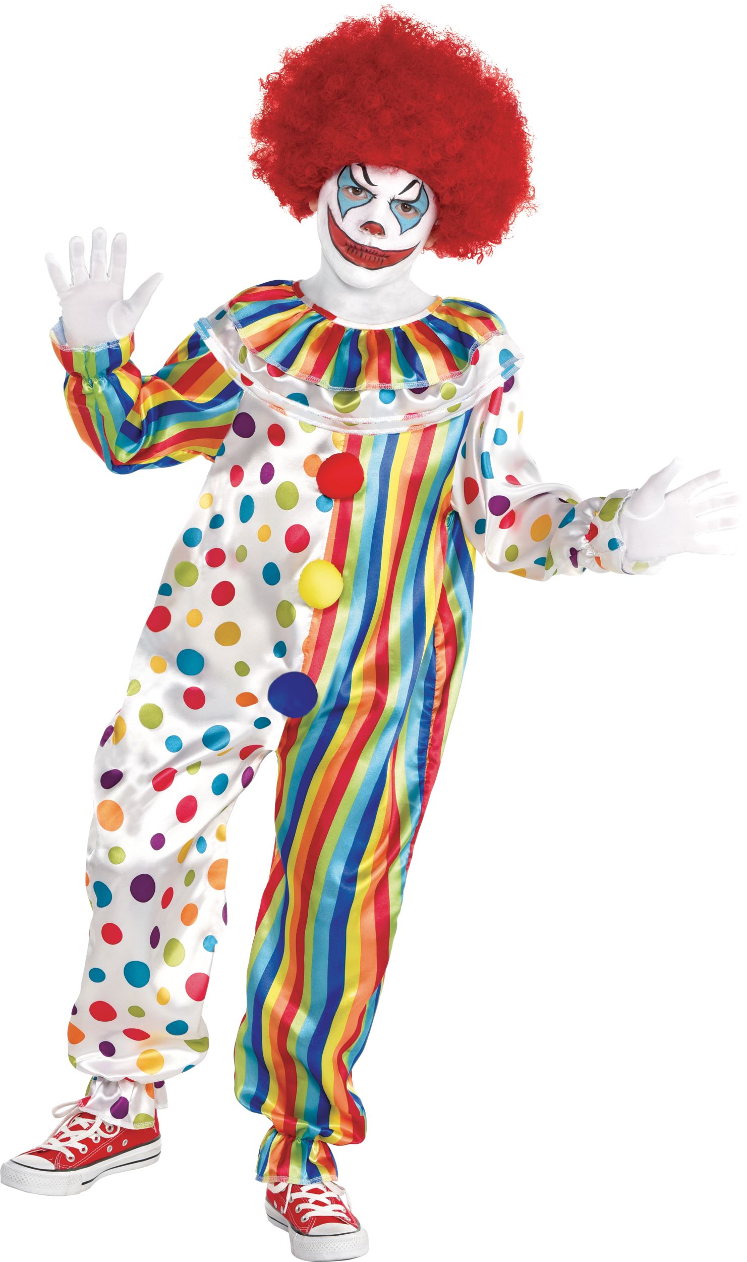 Kids' Clown Multi-Coloured Jumpsuit Halloween Costume, Assorted Sizes ...