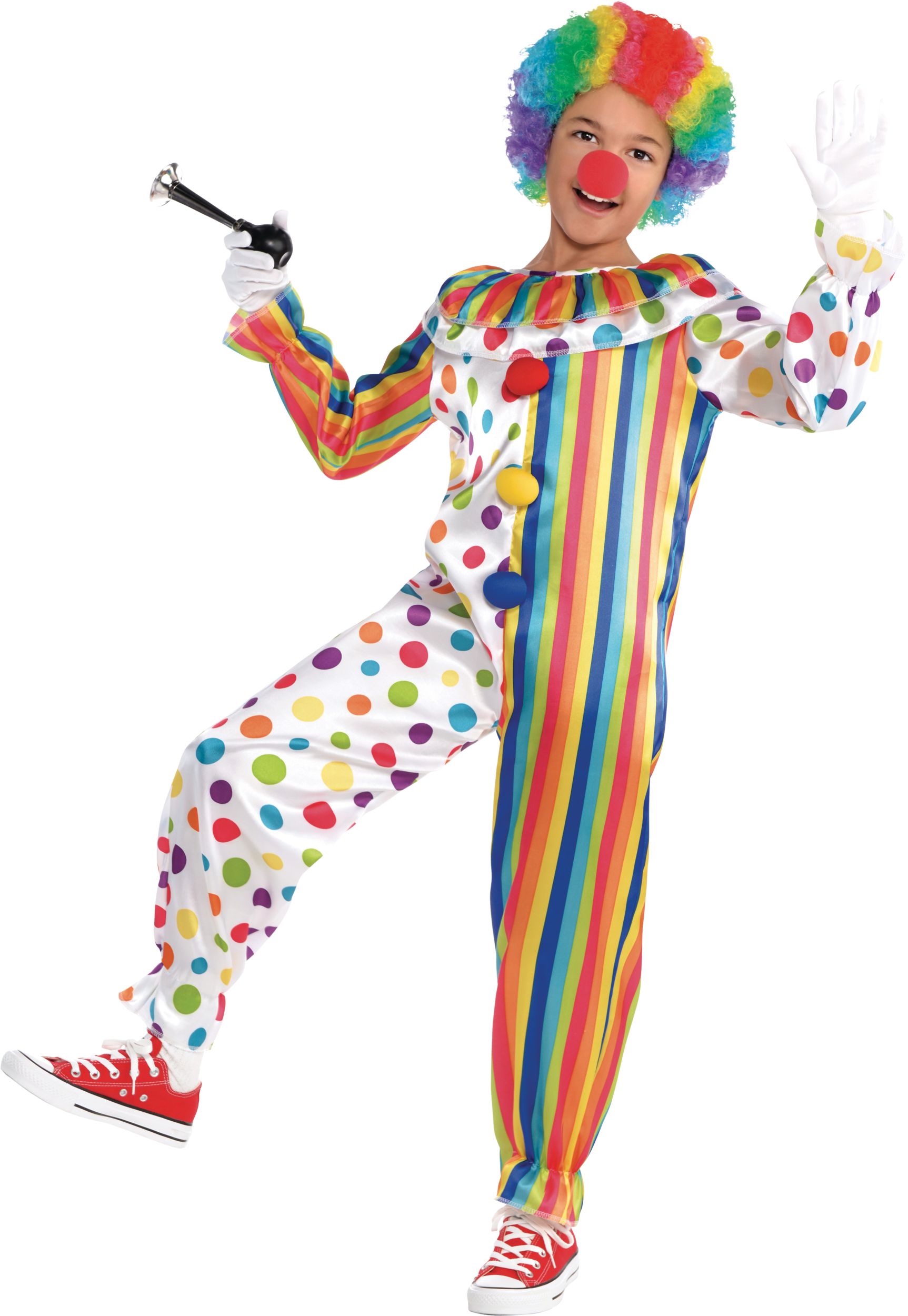 Kids' Clown Multi-Coloured Jumpsuit Halloween Costume, Assorted Sizes ...