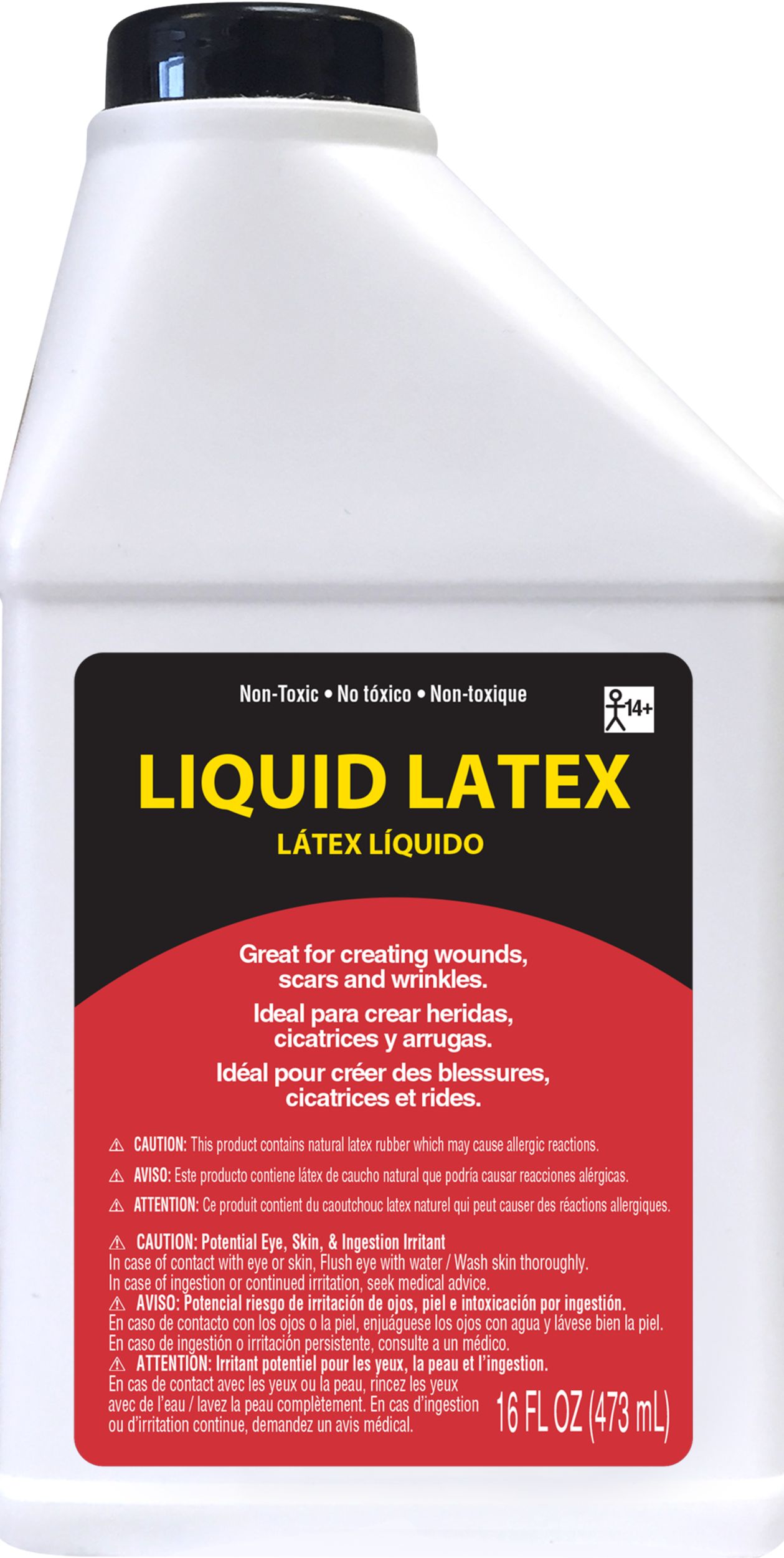 Non-Toxic Fake Liquid Latex Makeup, White, 16-oz, Costume Accessory for Halloween Front_Flat