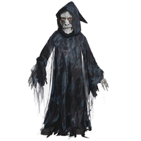 Kids' Grim Reaper Black Robe with Mask & Gloves Halloween Costume, Assorted Sizes Front_Flat