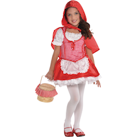 Costume Le petit chaperon rouge, tout-petits, robe rouge/blanc avec cape et capuchon, taille 3-4 Front_Flat