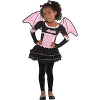 Kids' Bat Black/Pink Dress with Headband & Wings Halloween Costume, Assorted Sizes Front_Flat
