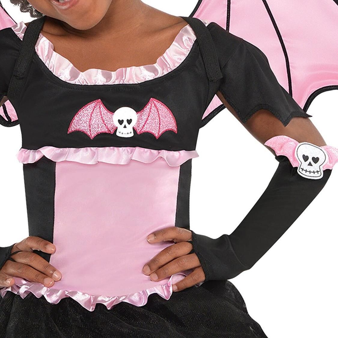 Kids' Bat Black/Pink Dress with Headband & Wings Halloween Costume, Assorted Sizes CloseUp