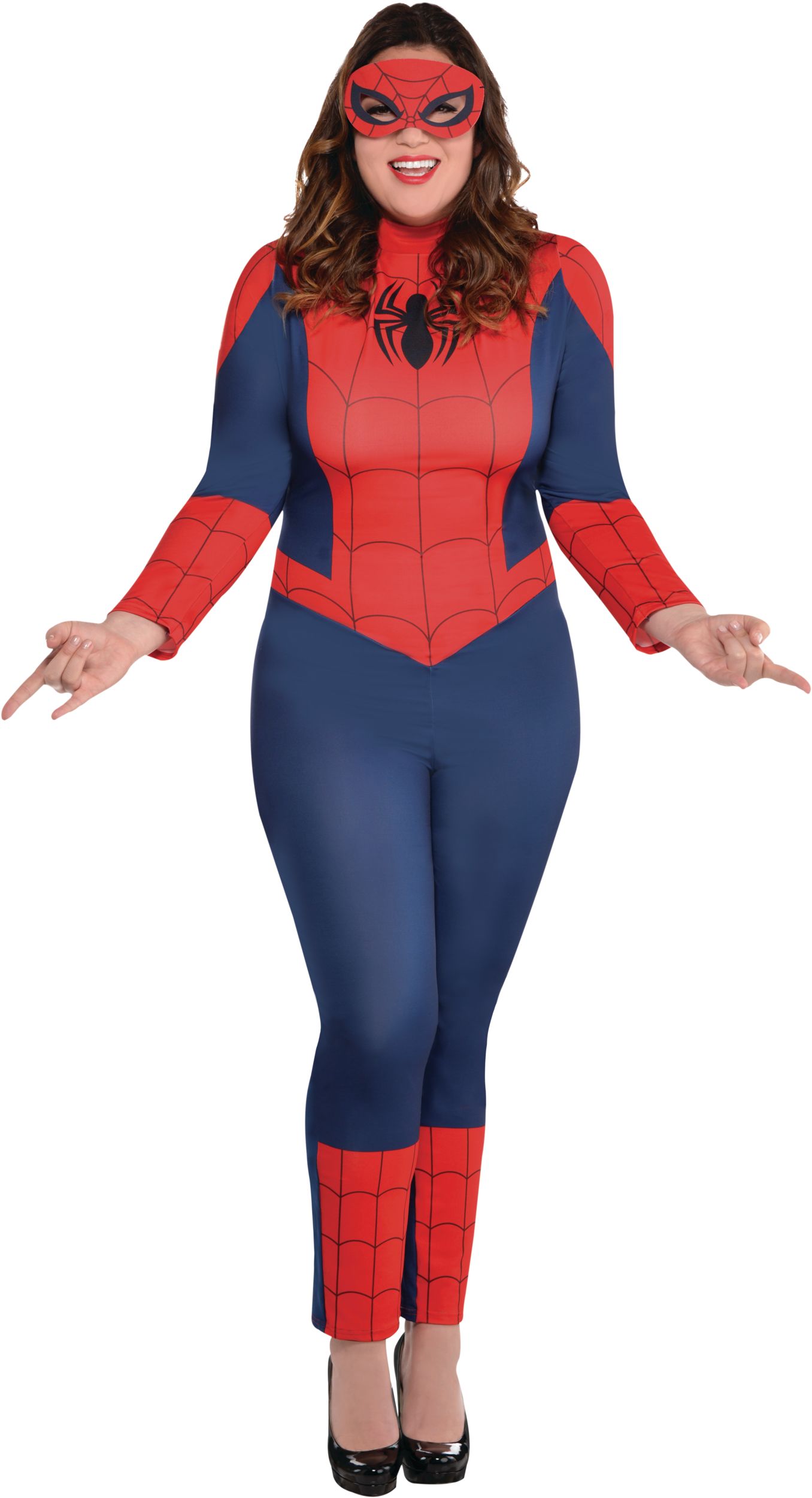 Women's Disney Marvel Spider-Girl Blue/Red Jumpsuit with Mask