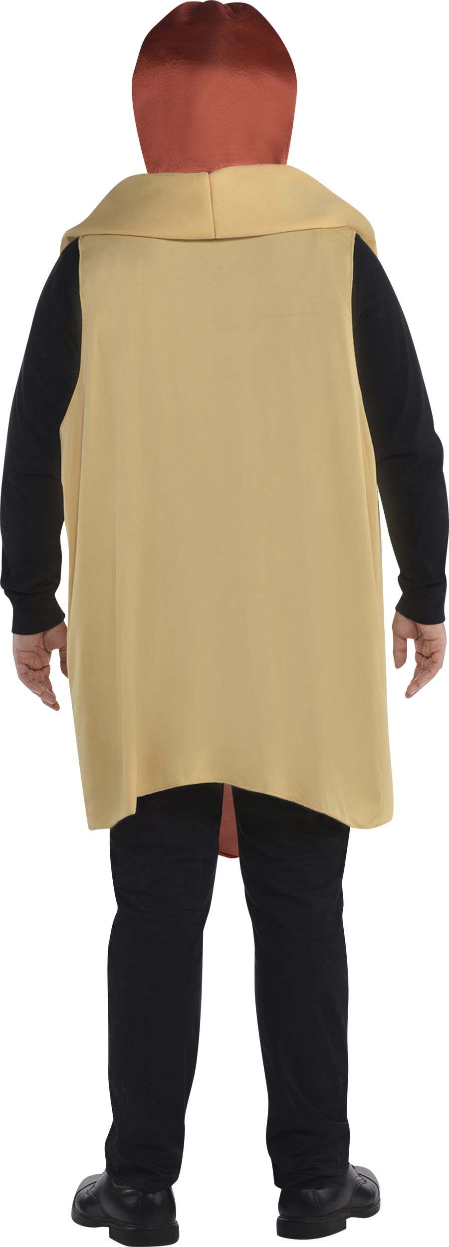 Adult Hot Dog Brown Jumpsuit with Hood Halloween Costume, Plus Size Back_Flat