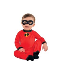 Costume Disney Pixar Les Incroyable Jack Jack, bébés, combinaison rouge/noir avec masque, tailles variées Front_Flat
