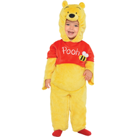 Costume Disney Winnie l'ourson, bébés, combinaison en peluche jaune/rouge, tailles variées Front_Flat