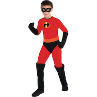 Toddler Disney Pixar The Incredibles Dash Red/Black Jumpsuit with Gloves/Mask/Boot Covers Halloween Costume, Assorted Sizes Front_Angled_Left