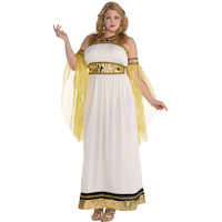 Women's Goddess White Dress with Headband & Sleevelets Halloween Costume, Assorted Sizes Front_Three_Fourths_Angled_Left