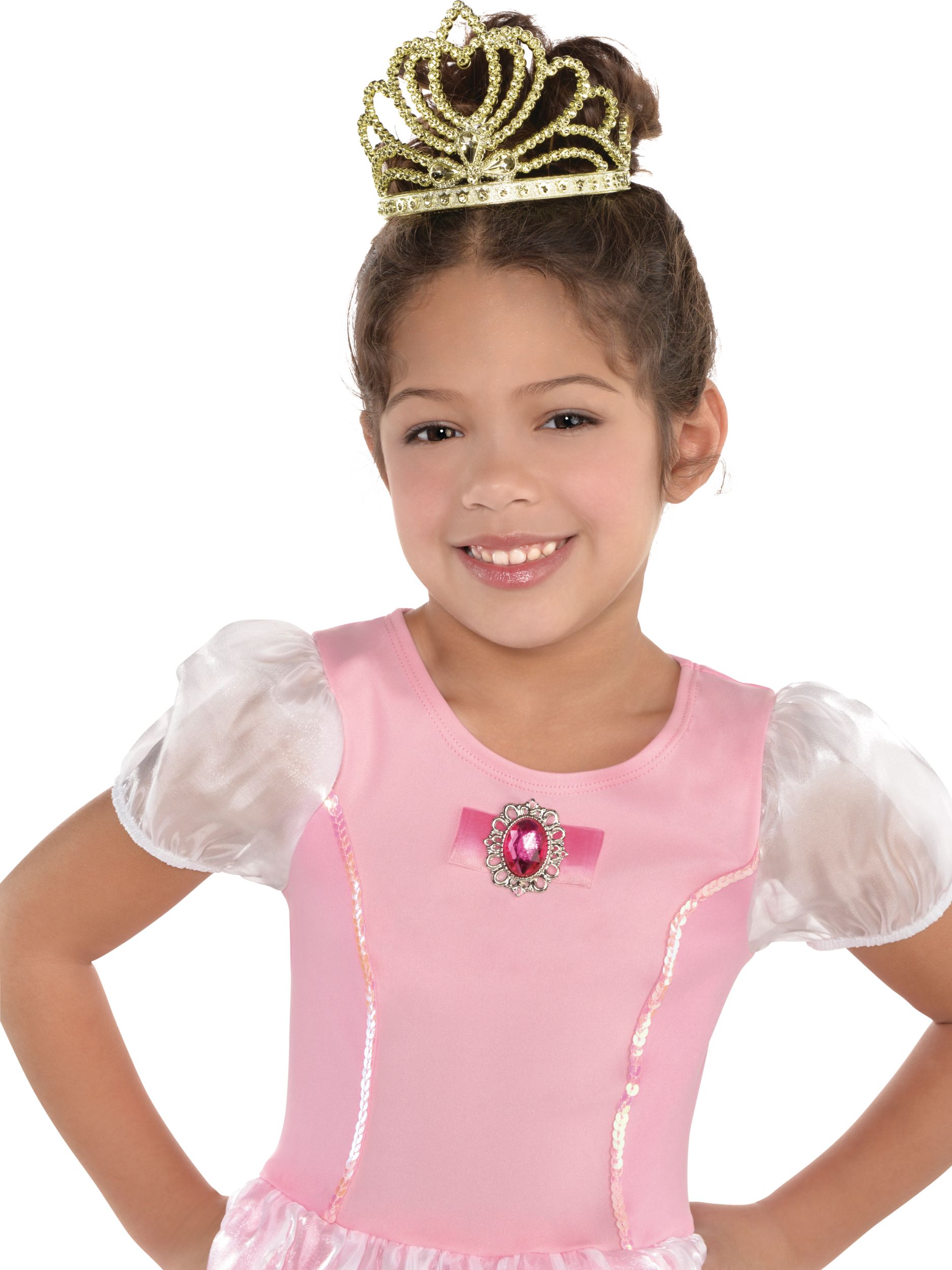 Bejeweled Crown Tiara, Gold, One Size, Wearable Costume Accessory for Halloween Front_Angled_Left