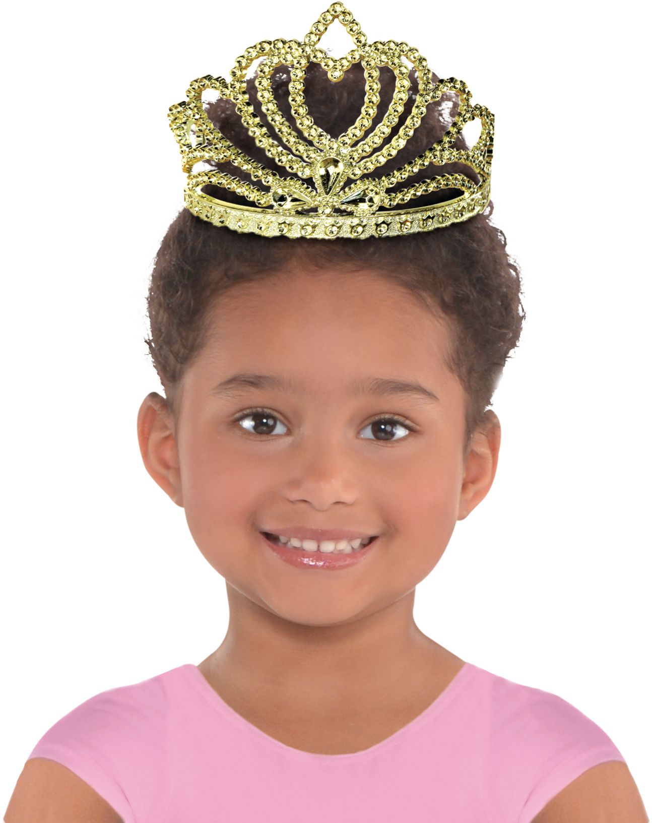 Bejeweled Crown Tiara, Gold, One Size, Wearable Costume Accessory for Halloween Front_Flat